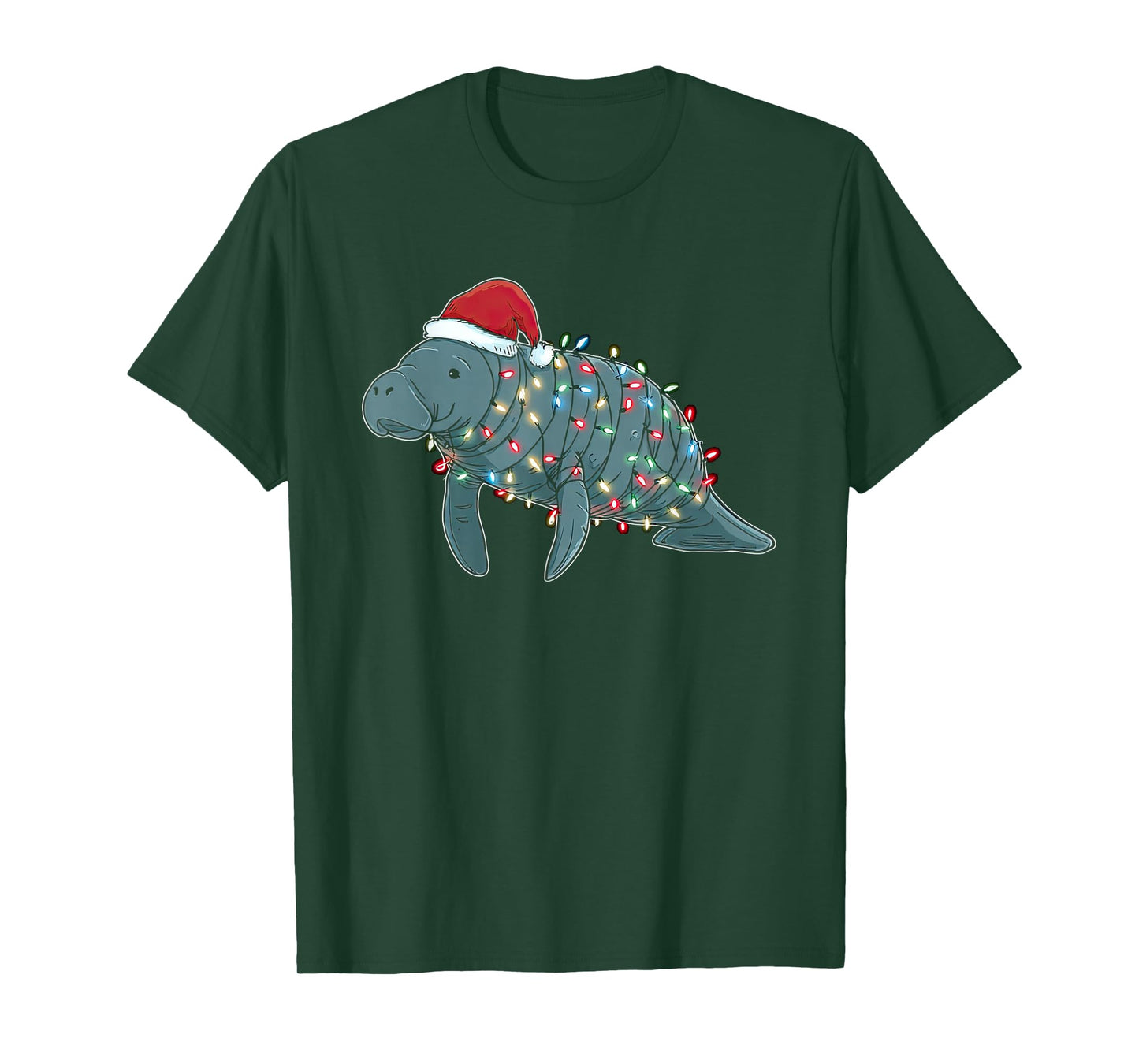 Funny Manatee Christmas Graphics Animal Lights Lover T-Shirt