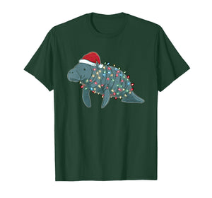 Funny Manatee Christmas Graphics Animal Lights Lover T-Shirt