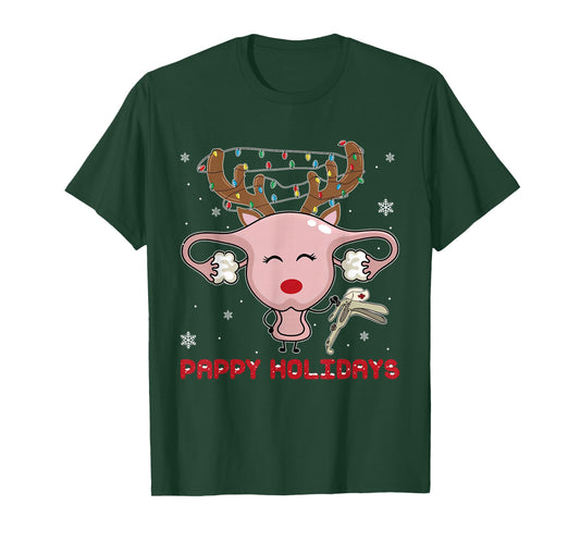 Festive Reindeer Speculum Christmas Light Nurse OBGYN T-Shirt