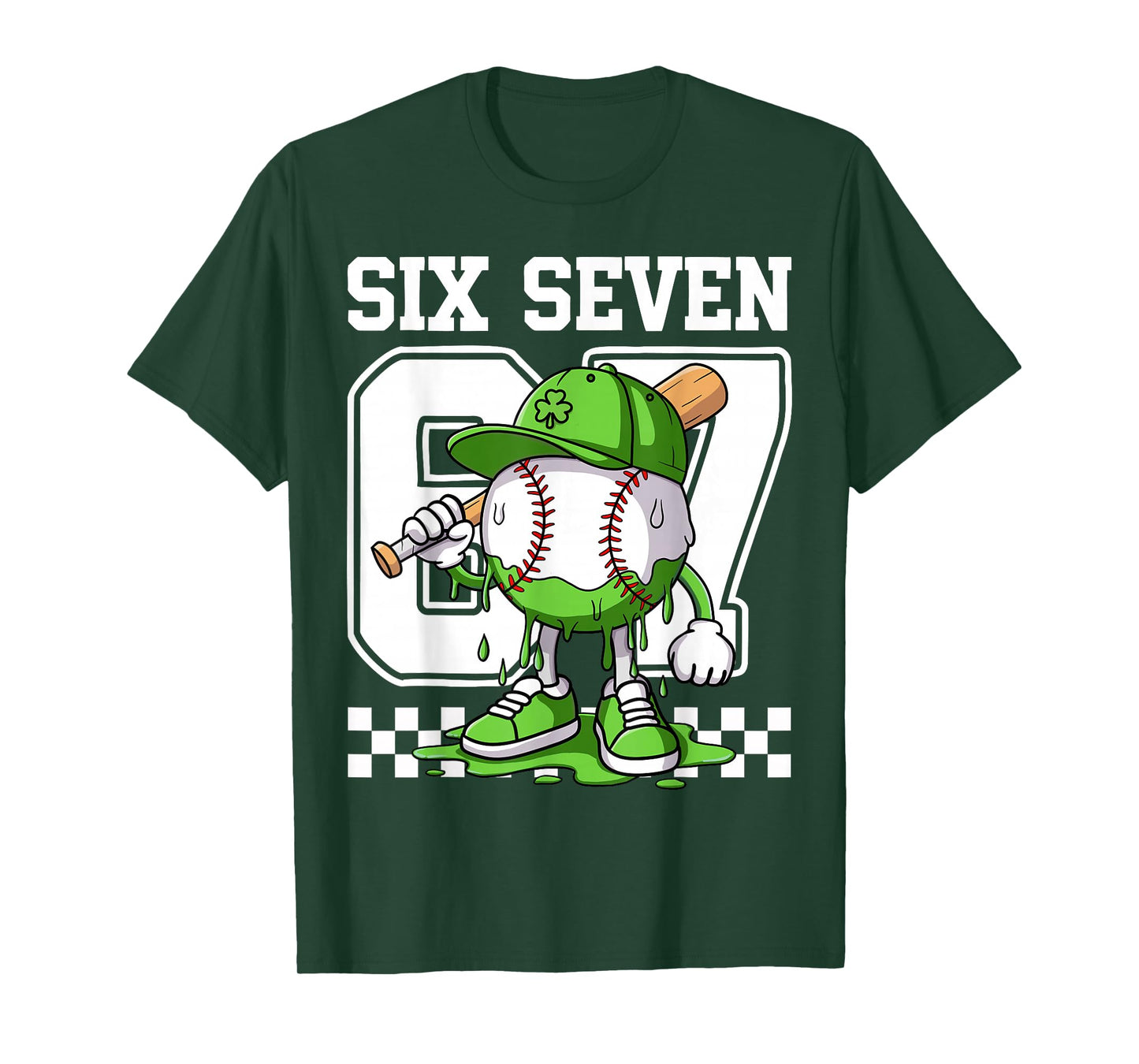 Boys St Patricks Day 67 Six Seven Baseball Ice Cream Drip T-Shirt