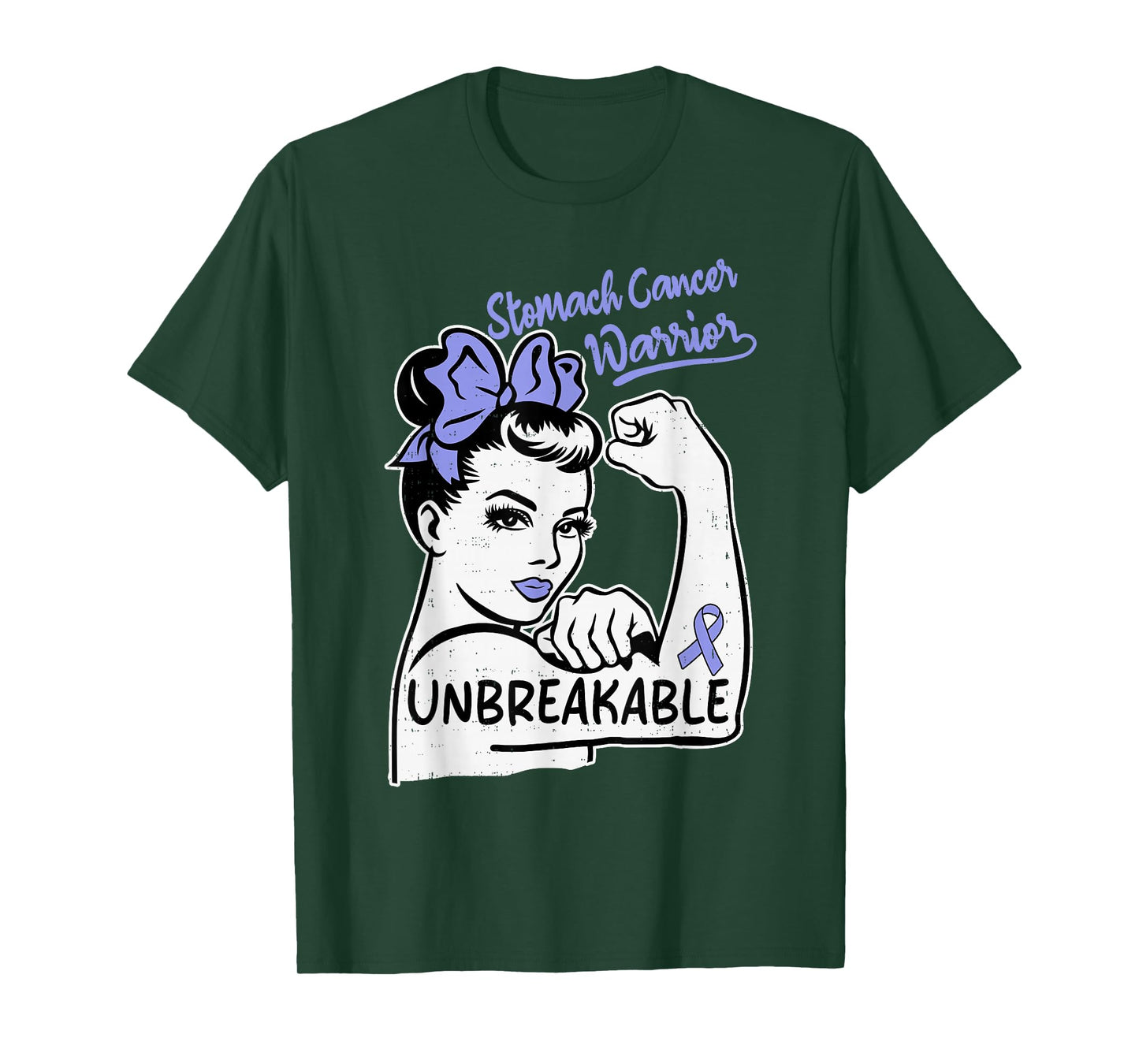 Womens Stomach Cancer Awareness Warrior Ribbon Periwinkle T-Shirt