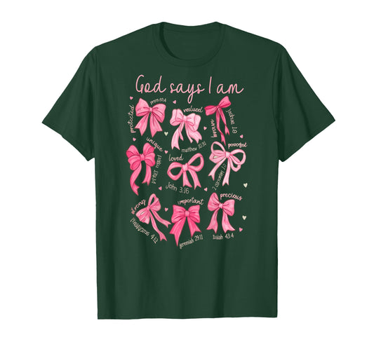 God Says I Am Coquette Bow Coquette Bow Fall Valentine Chris T-Shirt