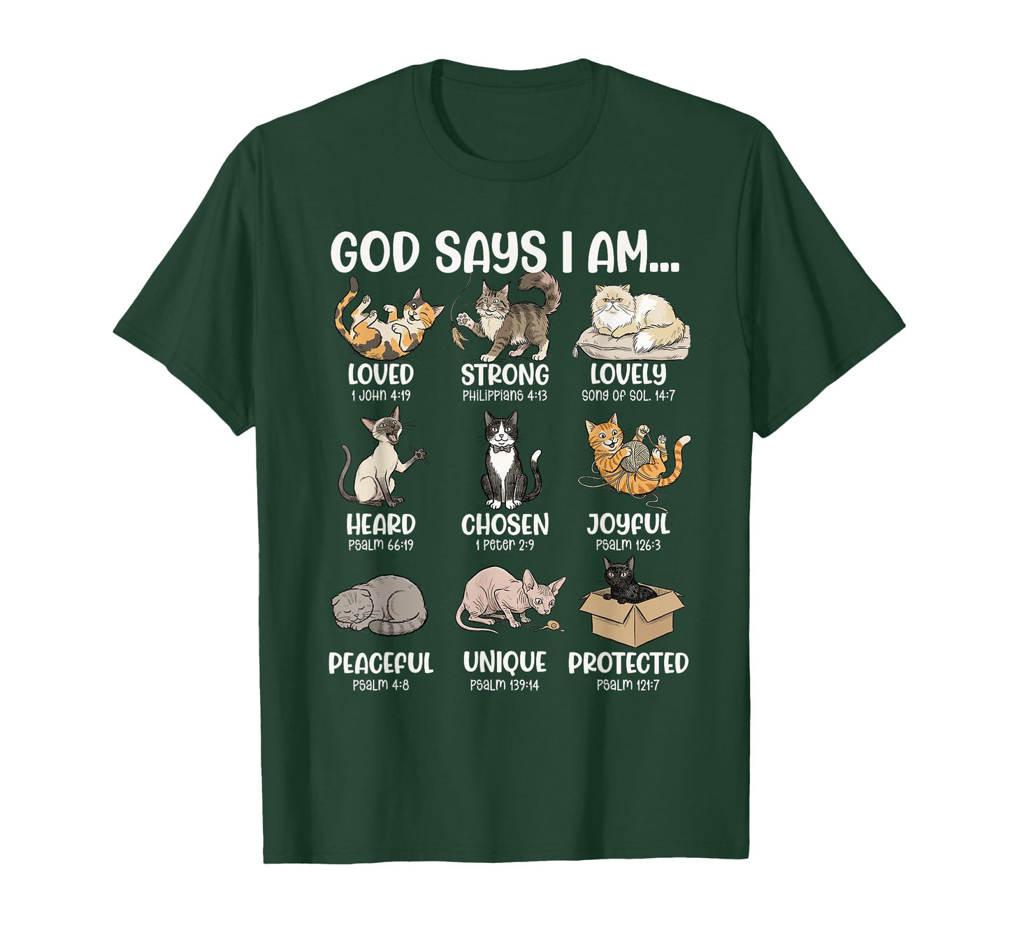 God Says I Am Bible Verses for Christian Cat Lover T-Shirt