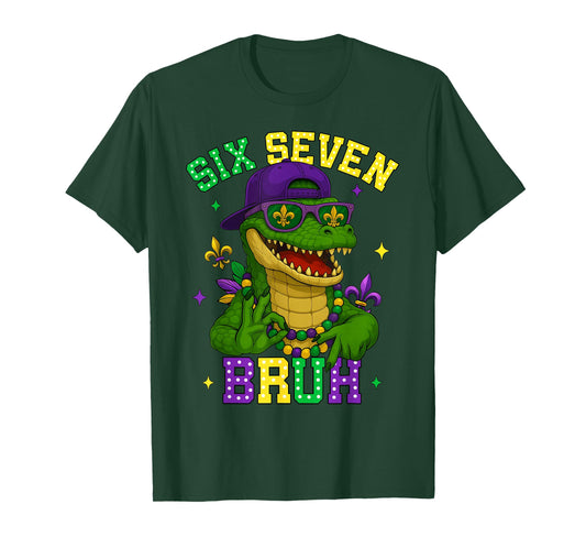 Mardi Gras 67 Alligator Mardigator Bruh Six Seven 6 7 Meme T-Shirt