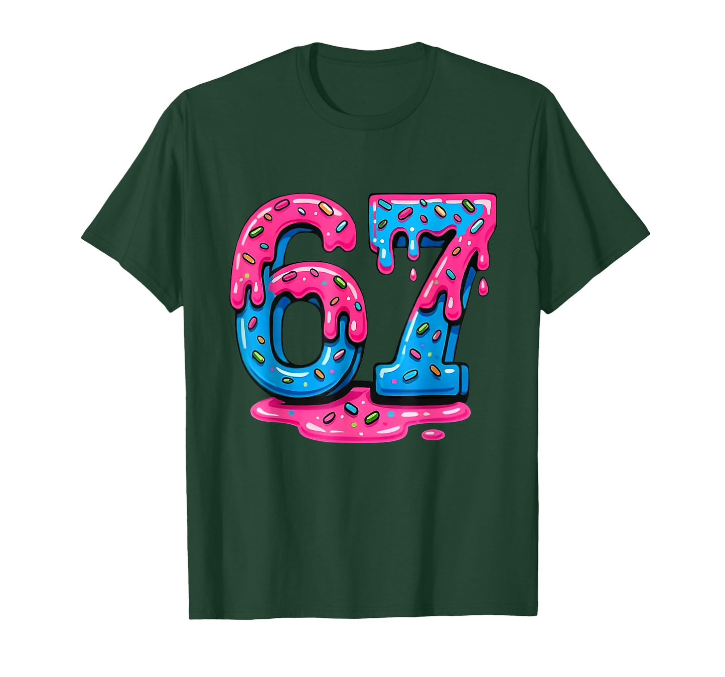 67 Six Seven Ice Cream Drip Cool Meme 67 Funny Number 6 7 T-Shirt