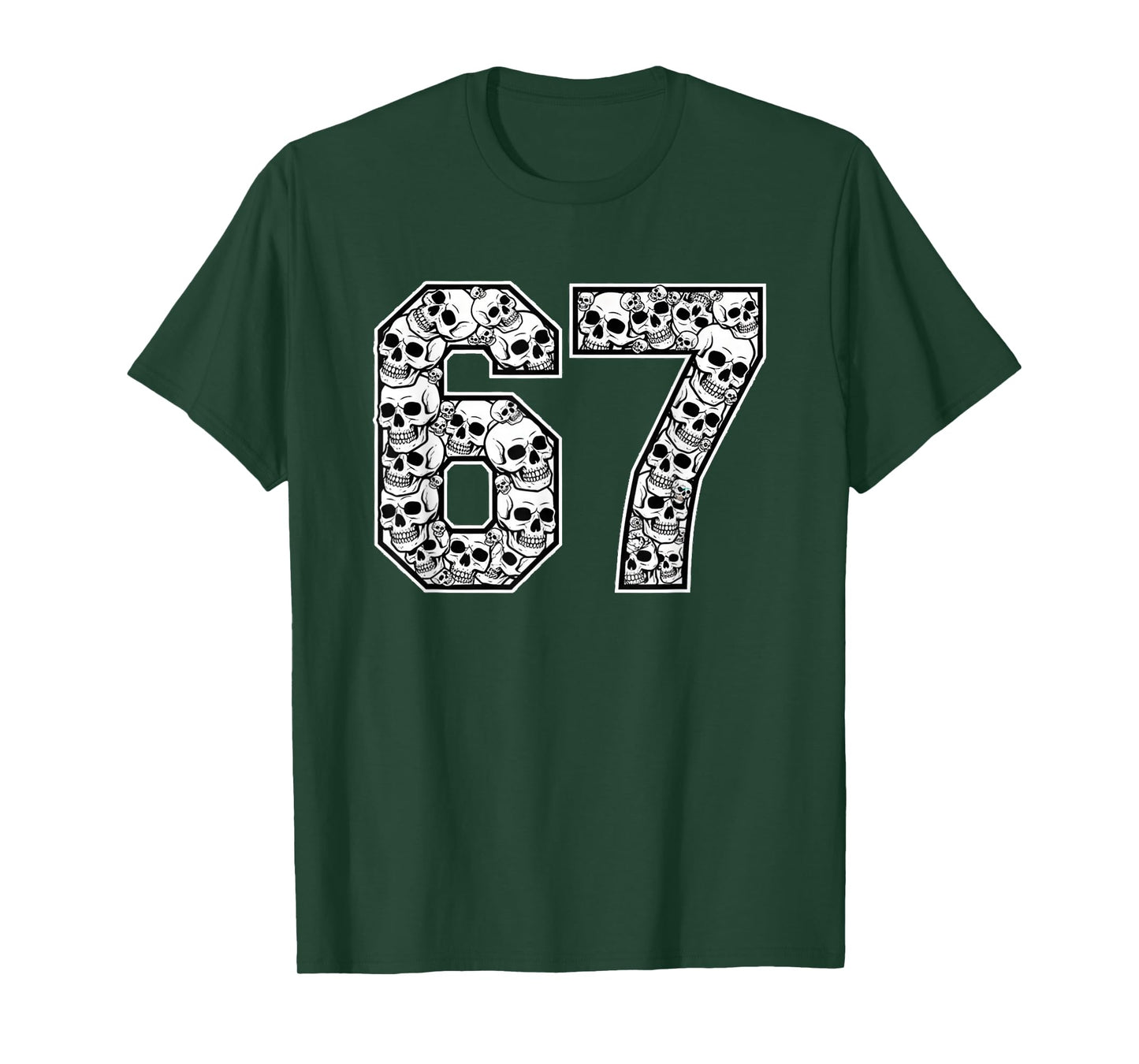 67 Meme Skull Pattern Graphic Halloween Number Art Gen Alpha T-Shirt