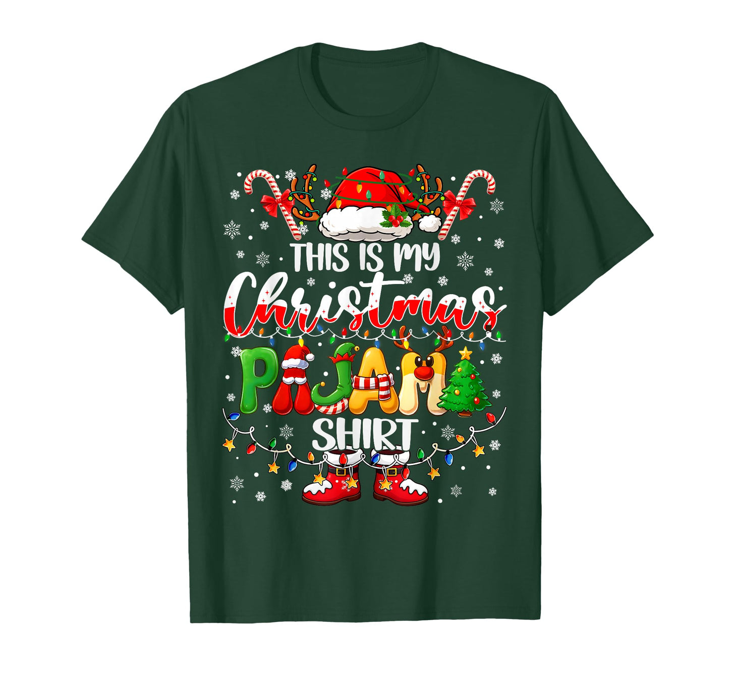 Funny This is My Christmas Pajamas PJs Men Women Kid Family T-Shirt