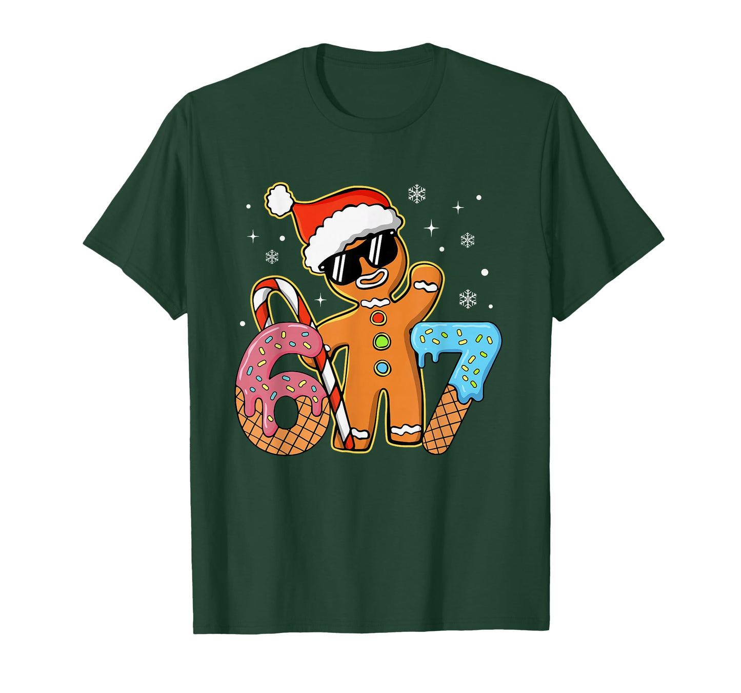 Funny Gingerbread Six Seven 67 Ice Cream Drip Christmas Boys T-Shirt
