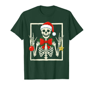 Cool Rocker Skeleton Santa Hat Christmas Punk Rock Xmas T-Shirt