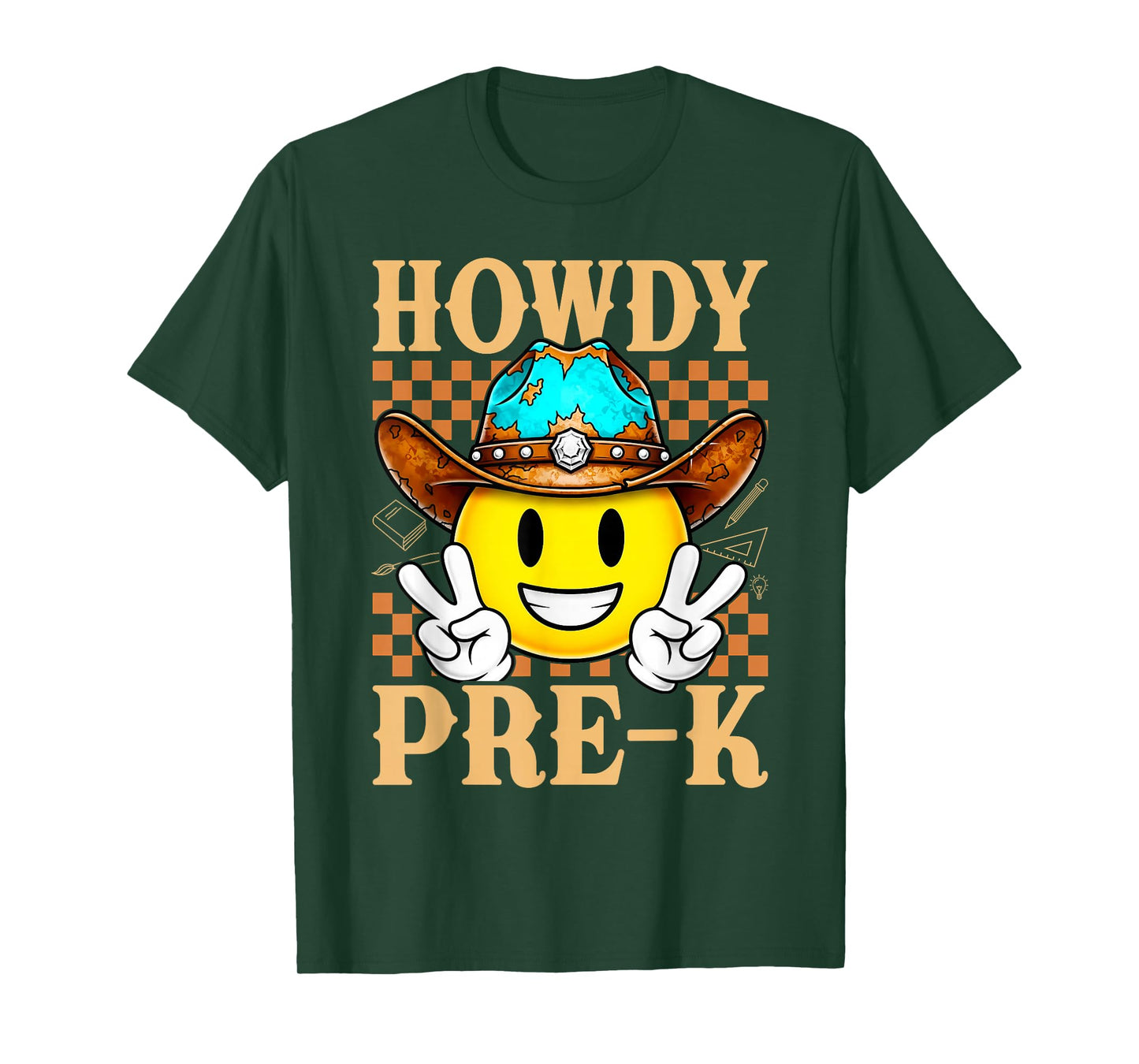 Howdy Pre-K Retro Cowboy Cowgirl Western Teacher Kids T-Shirt