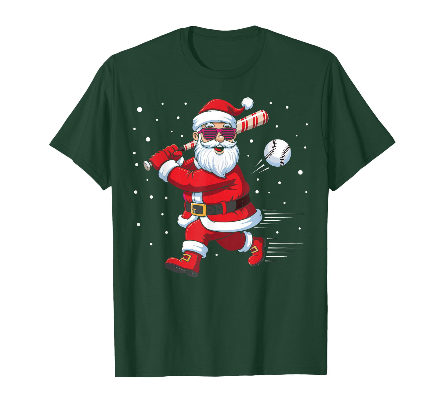 Santa Baseball Christmas Funny Pajamas Xmas Men Kids Boys T-Shirt