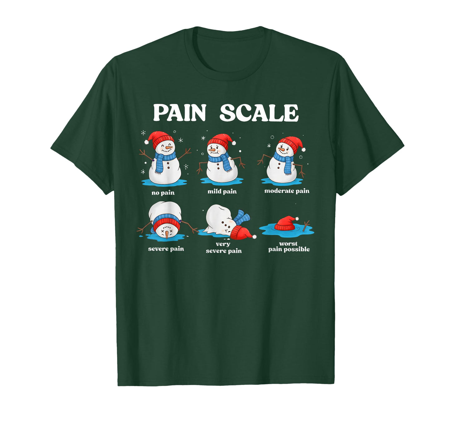 Pain Scale Snowman Funny Nurse Christmas Men Women Kids T-Shirt
