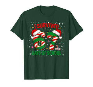 I Survived 67 Days of School Christmas Candy Cane Six Seven T-Shirt