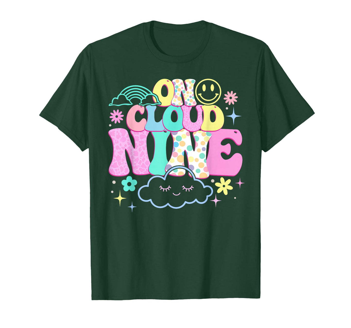 Groovy On Cloud Nine Bday 9th Birthday Girl 9 Year Old T-Shirt