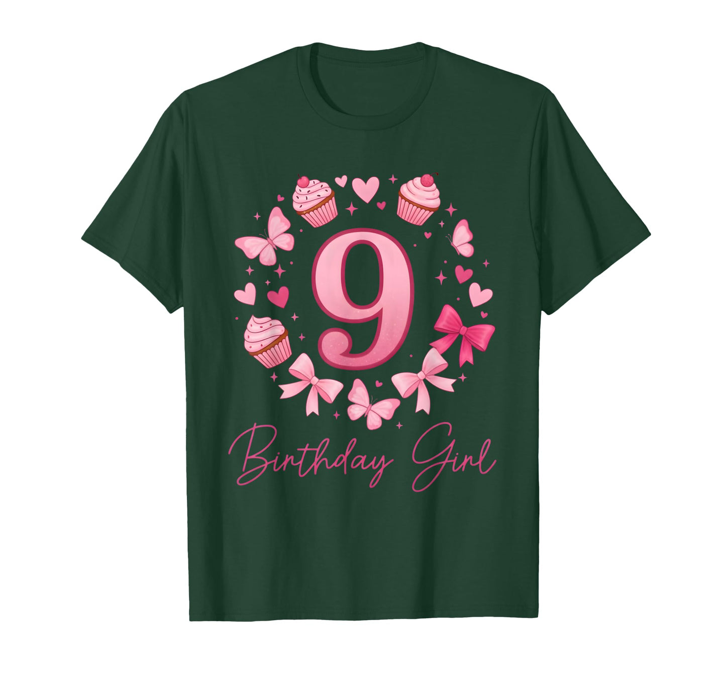 9th Birthday Girl Aesthetic Coquette Bow T-Shirt