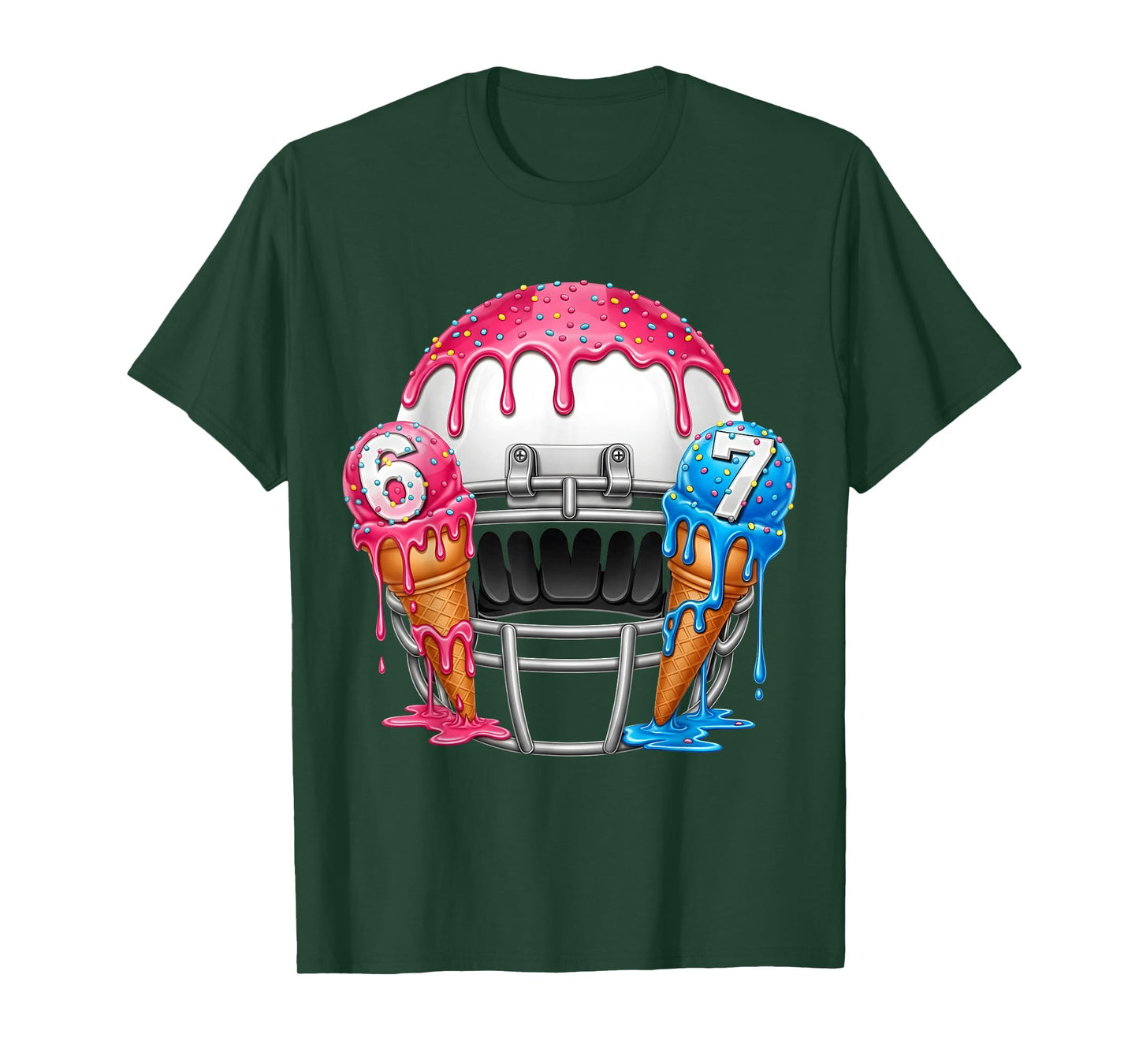 67 Number Ice Cream Drip American Football Art T-Shirt