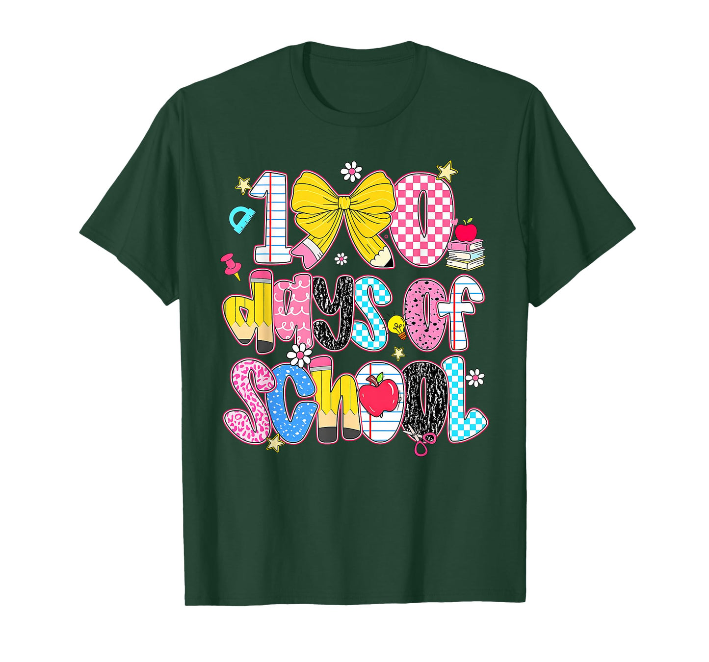 Preppy 100 Days Happy 100th Day of School Girls Teacher Kids T-Shirt