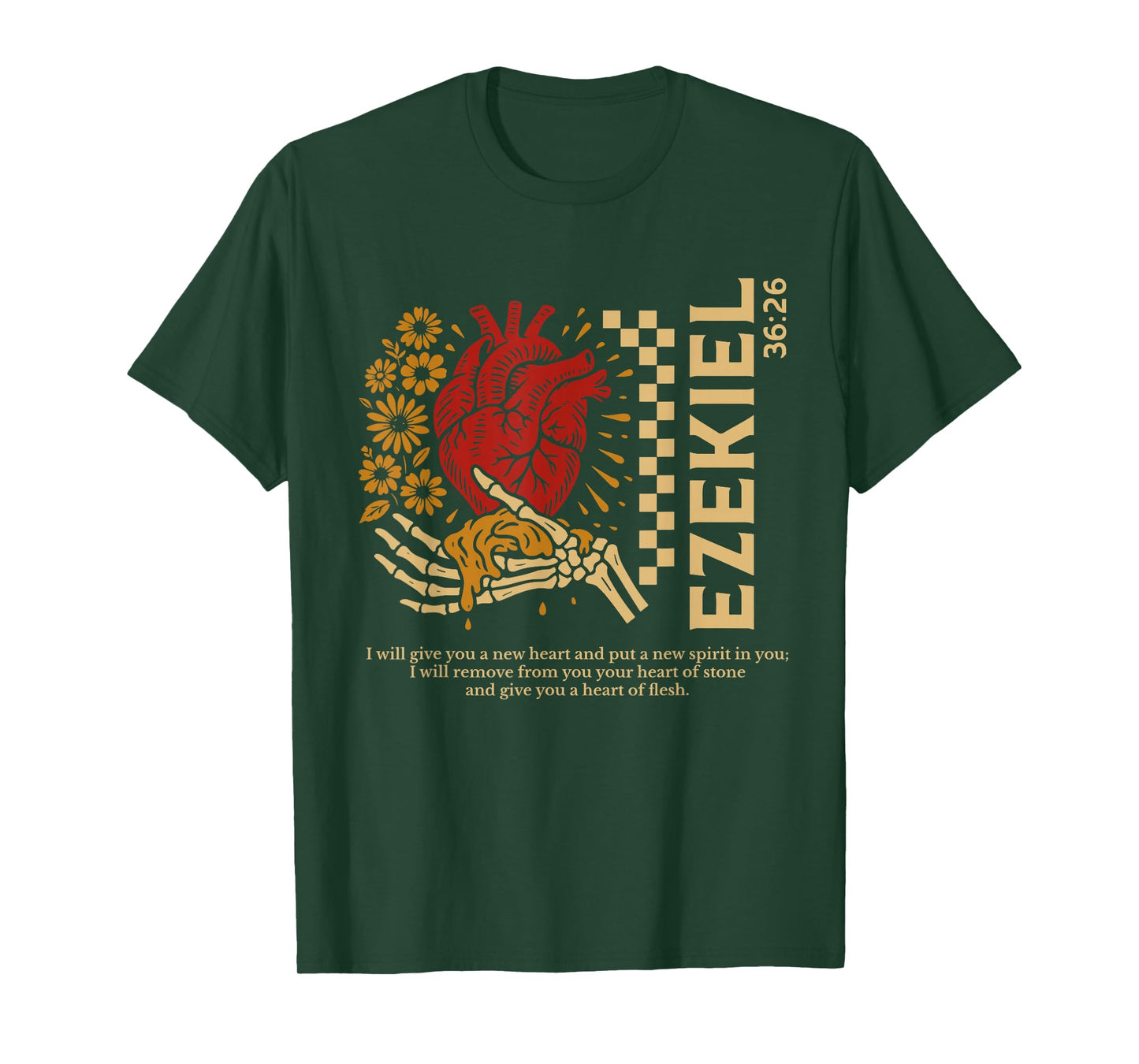 Vintage Ezekiel 36-26 Heart of Flesh Bible Verse Christian T-Shirt