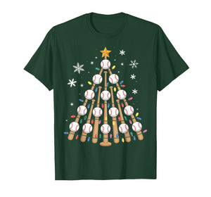 Funny Baseball Christmas Tree Light Xmas Baseball Boys Kids T-Shirt