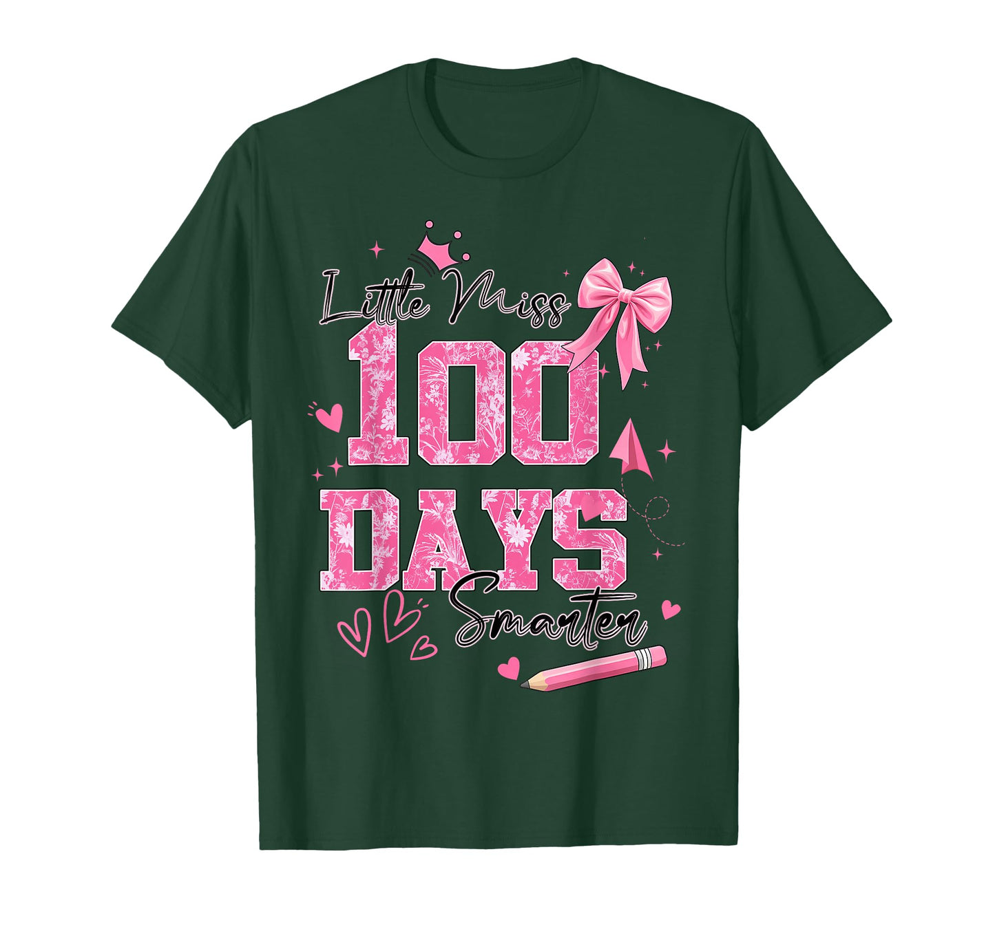 Little Miss 100 Days Smarter Kids Girls 100th Day of School T-Shirt