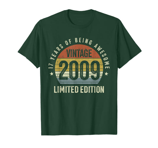 17th Birthday Vintage 2009 Limited Edition 17 Years Old T-Shirt