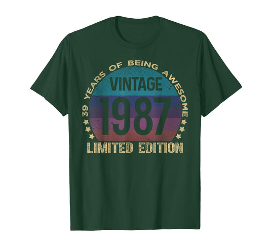 39 Year Old Gifts Vintage 1987 Limited Edition 39th Birthday T-Shirt