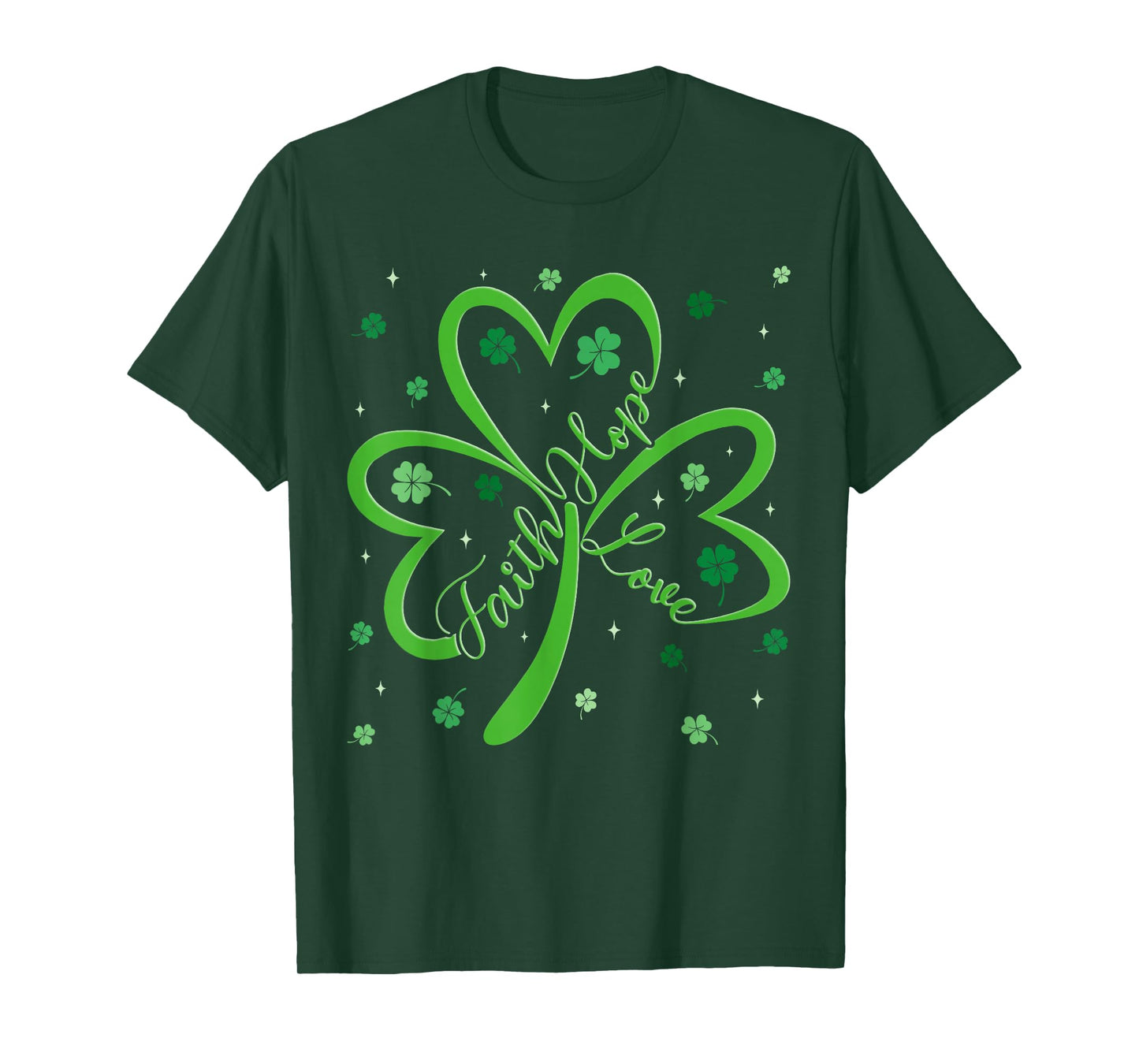 Christian Faith Hope Love Shamrock Religious St Patricks Day T-Shirt