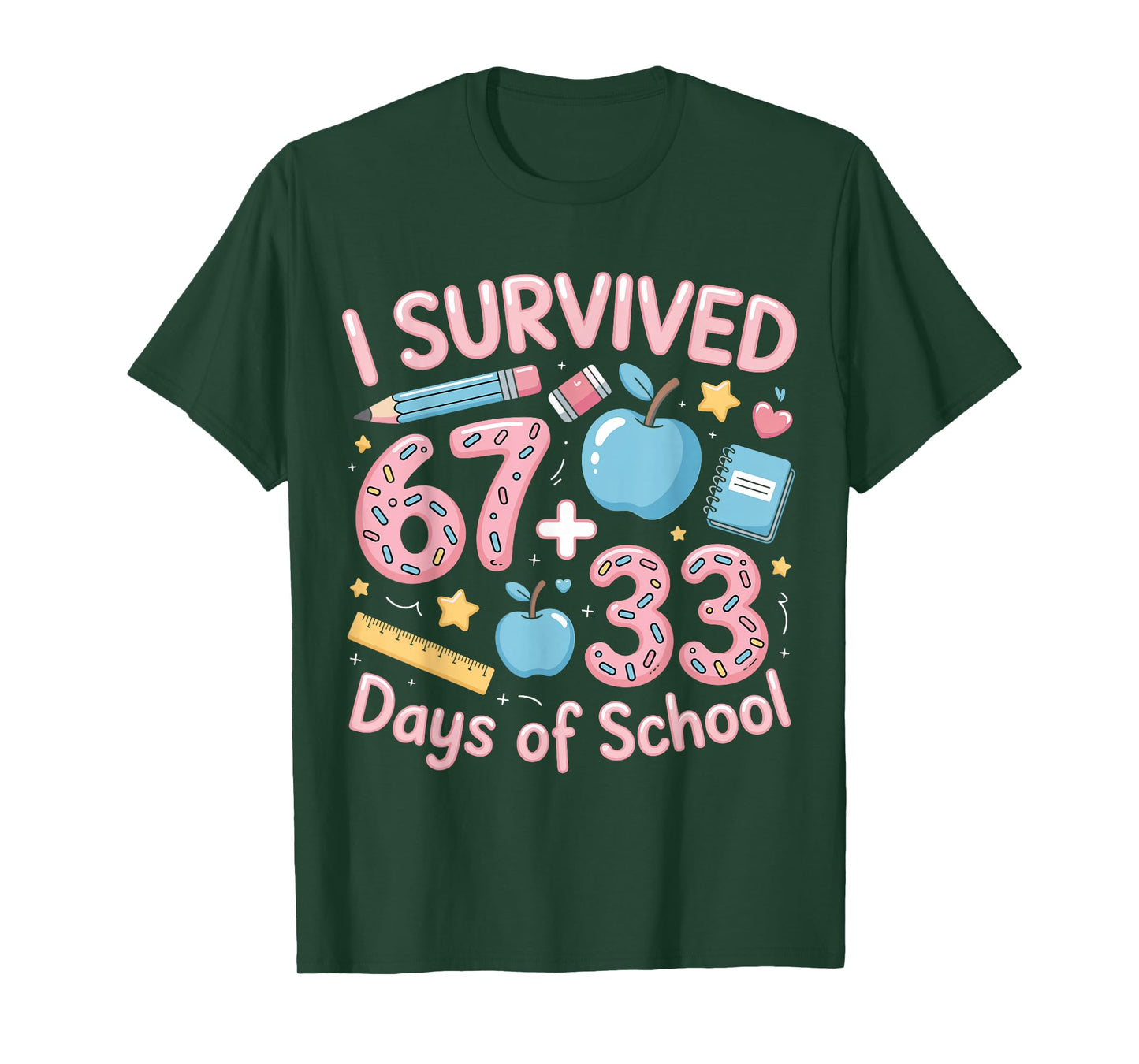 I Survived 67 Plus 33 Days of School for Kids Funny 6 7 Meme T-Shirt