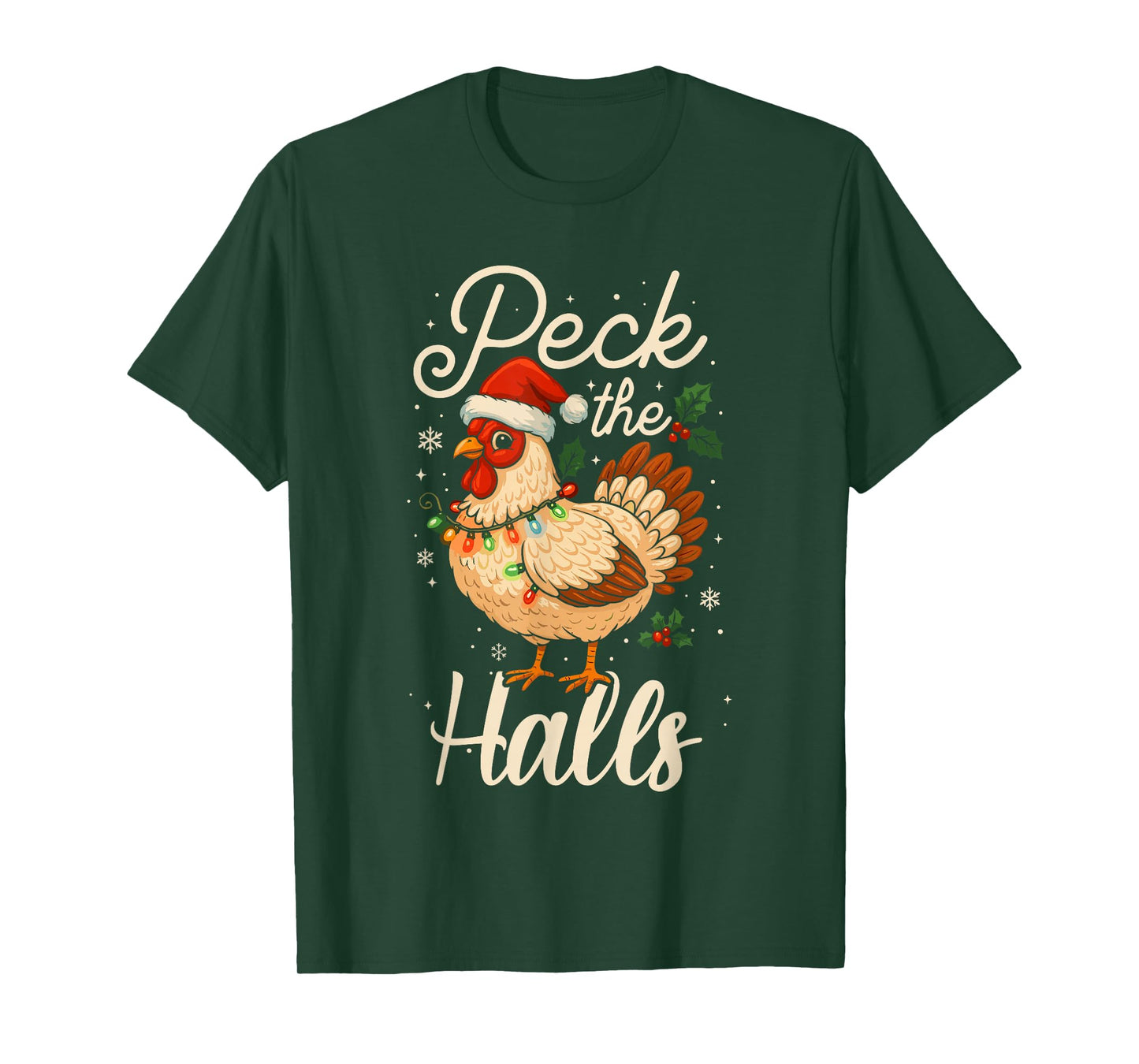 Funny Christmas Chicken Pajamas Shirt, Peck The Halls T-Shirt