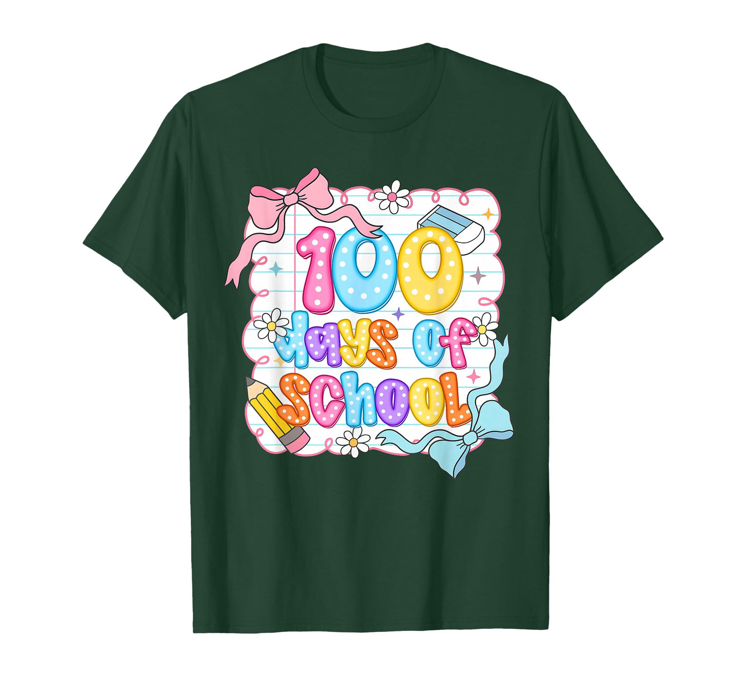 Preppy 100th Day of School Teacher Kid 100 Days Coquette Bow T-Shirt
