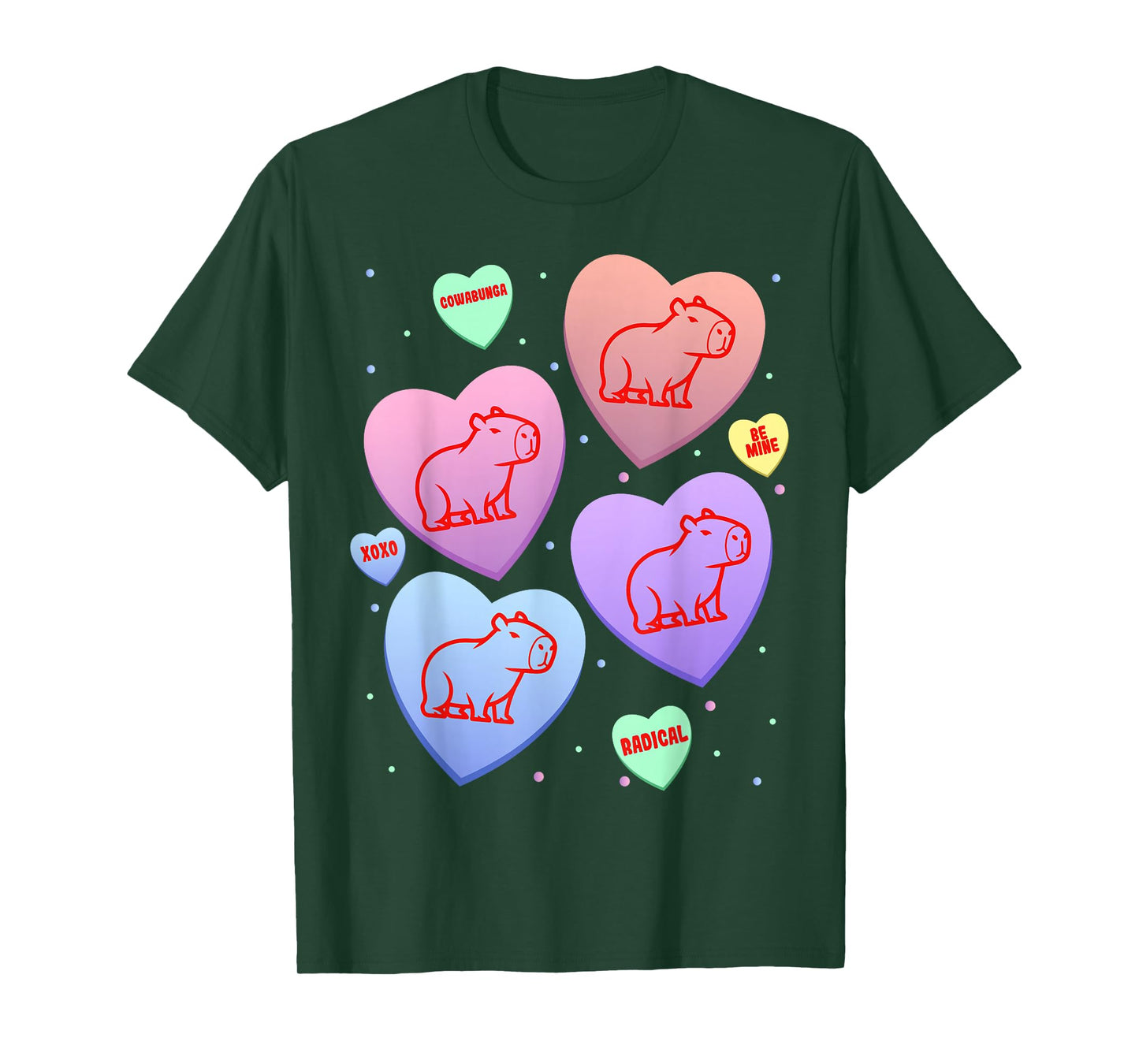 Capybara Candy Heart Pastel Cute Kitten Valentines Day T-Shirt
