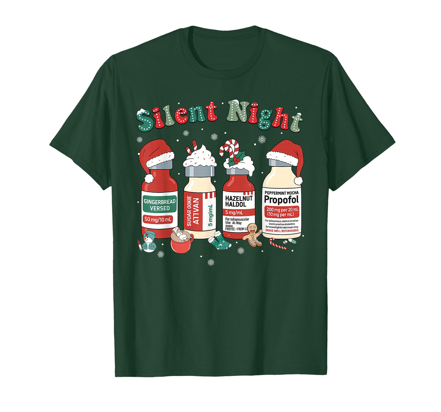 Funny Santa Propofol Silent Night ICU Nurses Merry Christmas T-Shirt