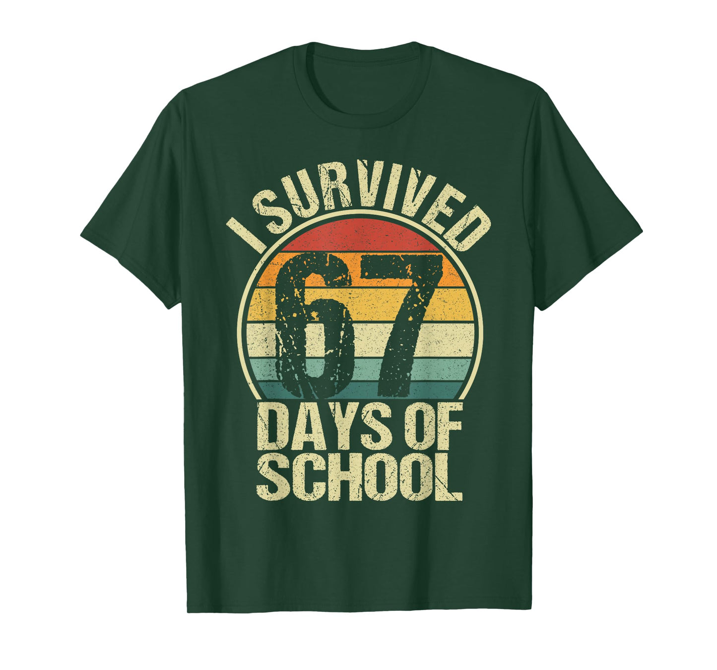 Funny Vintage I Survived 67 Days of School Teachers Students T-Shirt