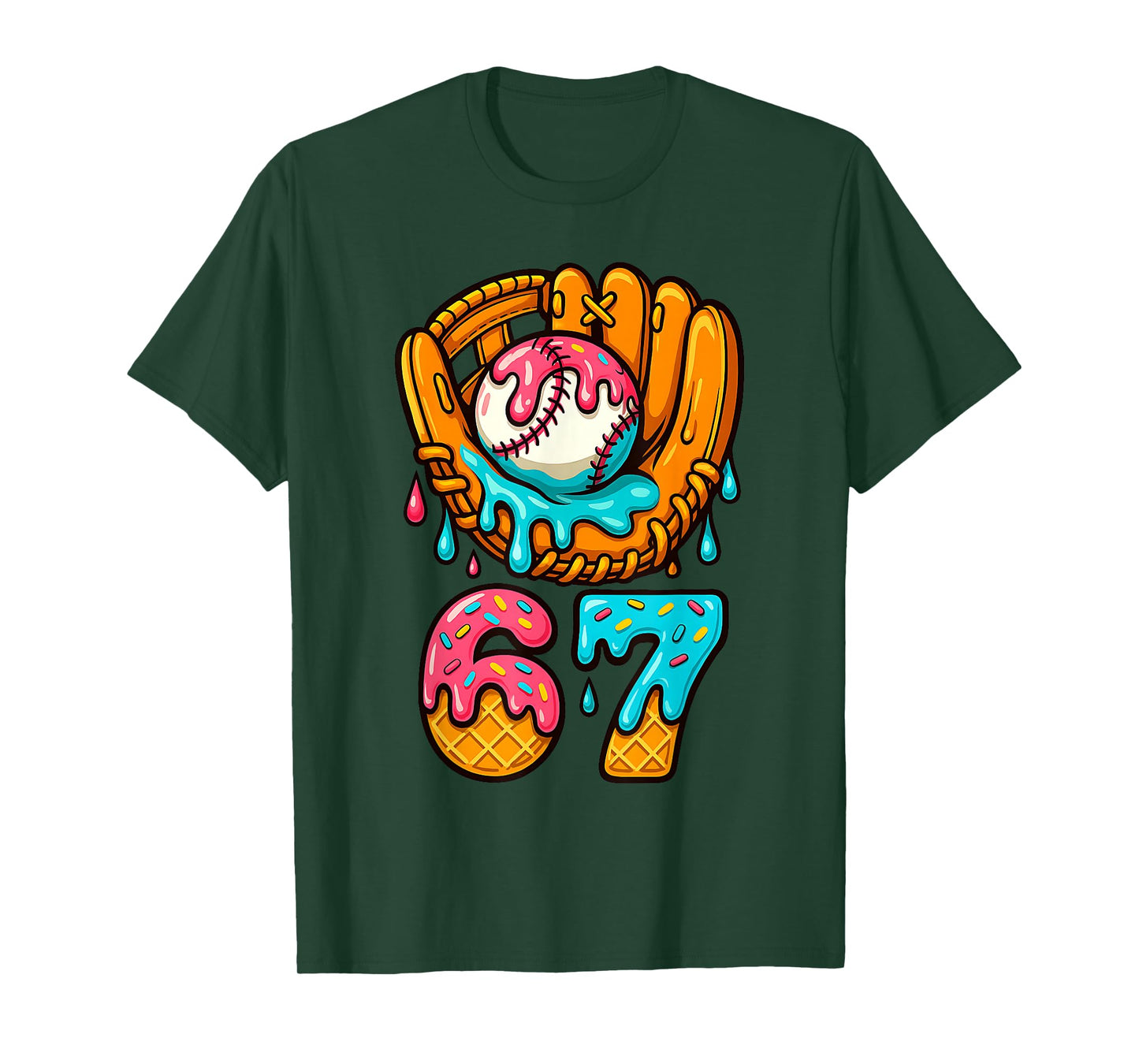Baseball 67 Ice Cream Drip 67 Six Seven Meme 67th Birthday T-Shirt