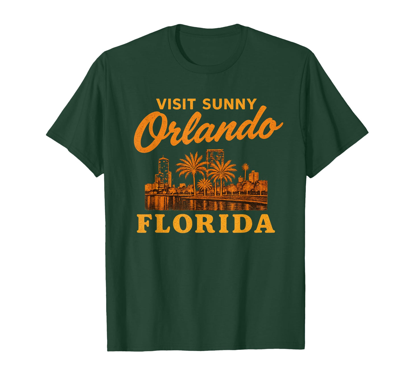 Visit Sunny Orlando Florida Vintage Skyline Souvenir T-Shirt