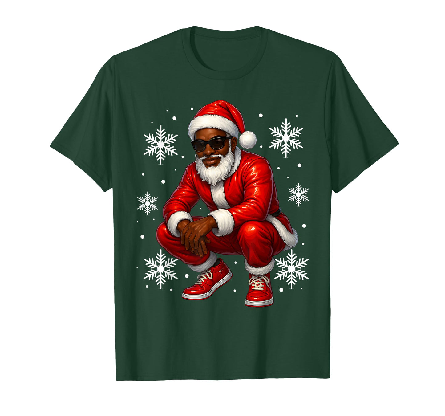 African American Cool Santa Claus Christmas Pajama Xmas Afro T-Shirt