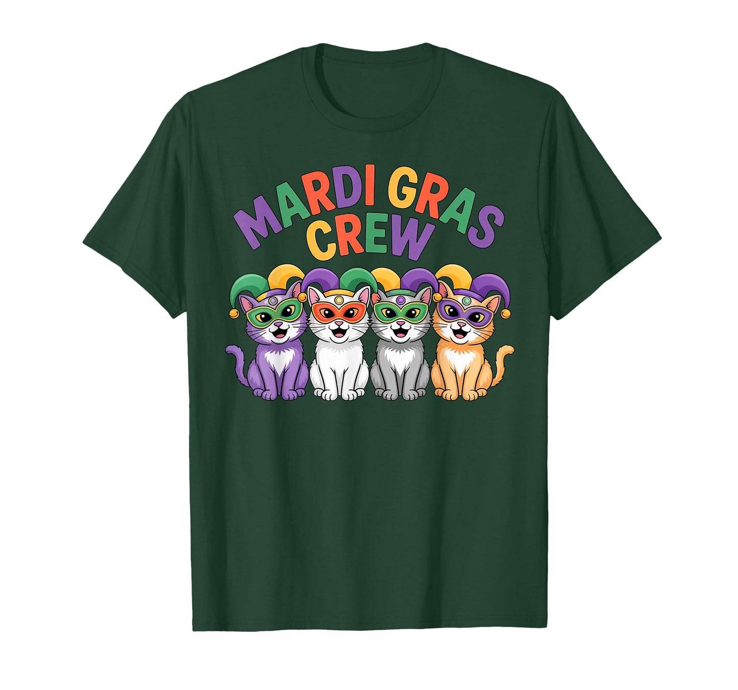 Mardi Gras Crew Cat Mask Party Art Design T-Shirt