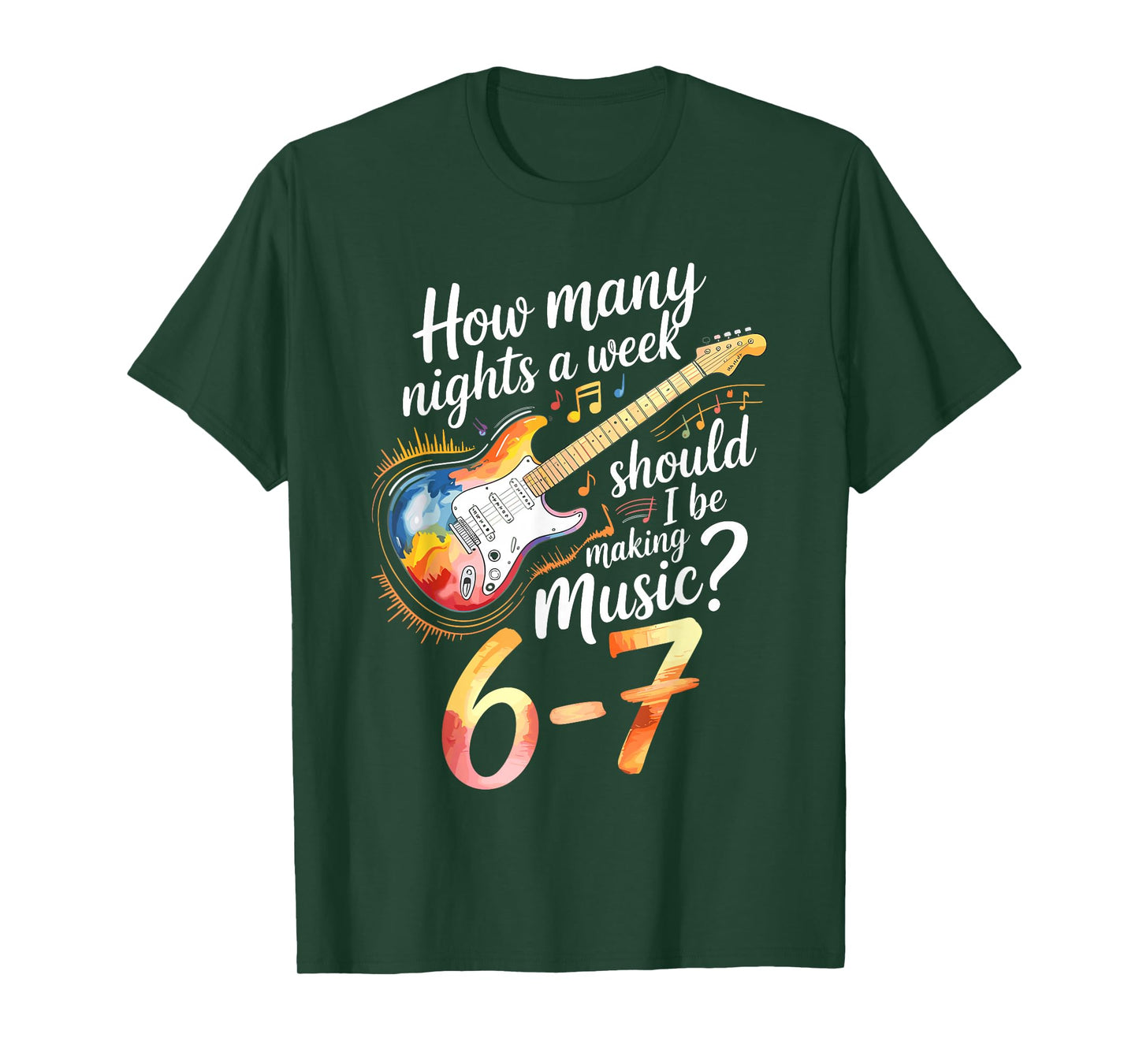 67 Six Seven Meme 6-7 Funny Music Lover Guitar T-Shirt