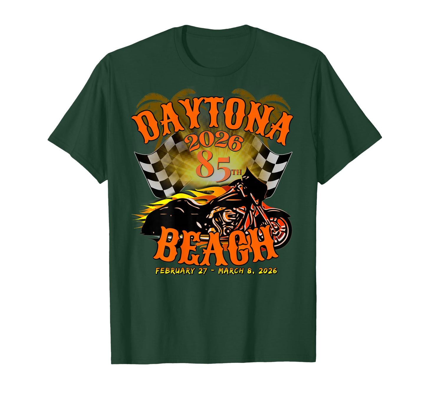 2026 Daytona Beach, Florida, 85th Anniversary Art On Back T-Shirt