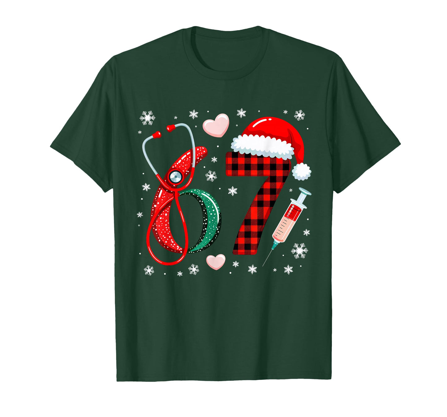 Funny 67 Meme Nurse Six Seven Nursing Festive Christmas T-Shirt
