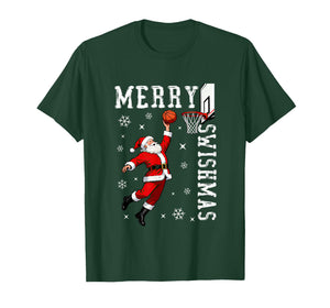 Merry Swishmas Santa Playing Basketball Christmas Men Boys T-Shirt