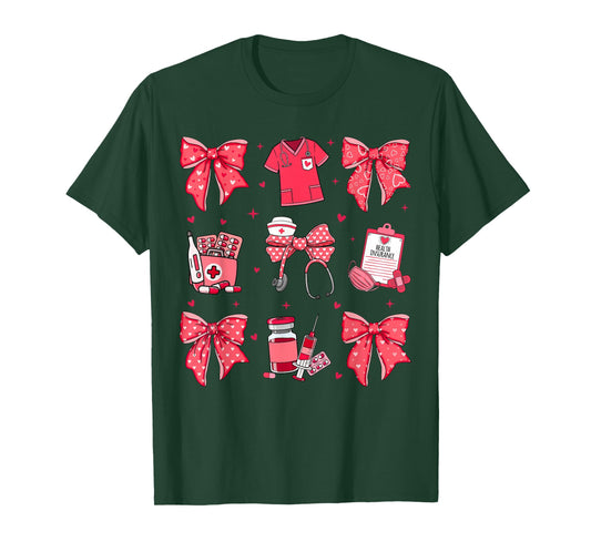 Coquette Bow Stethoscope Valentine RN PCT CNA Nurse Women T-Shirt