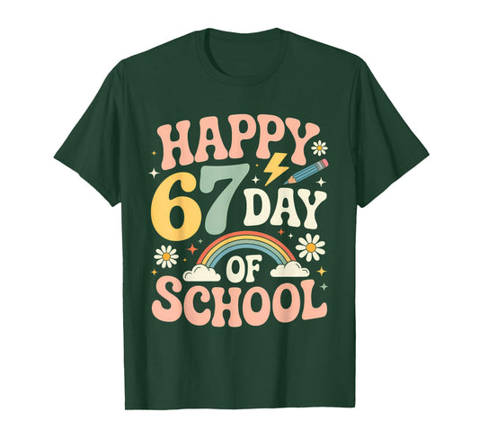 Retro 67 Days of School Happy 67th Day of School Funny 6 7 T-Shirt