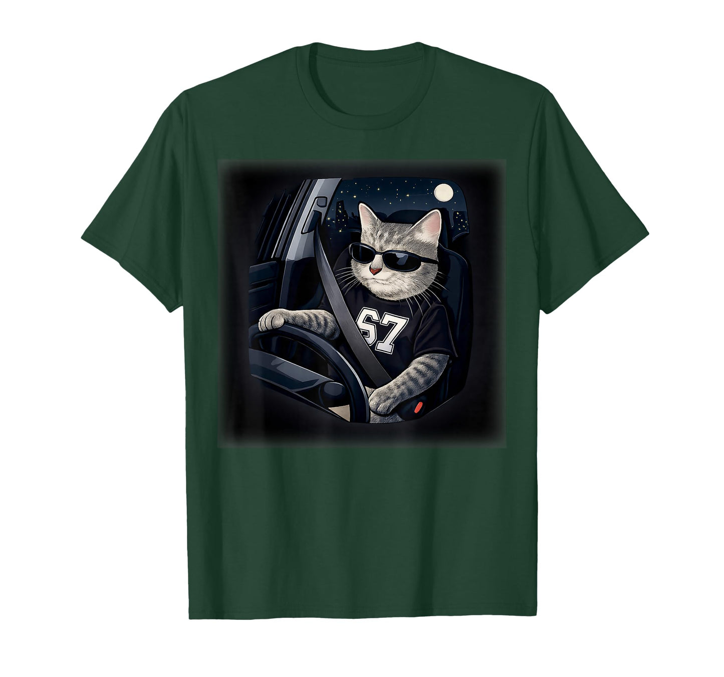 Cool Cat Driving 67 Sunglasses Funny Gifts for Men Women Kid T-Shirt