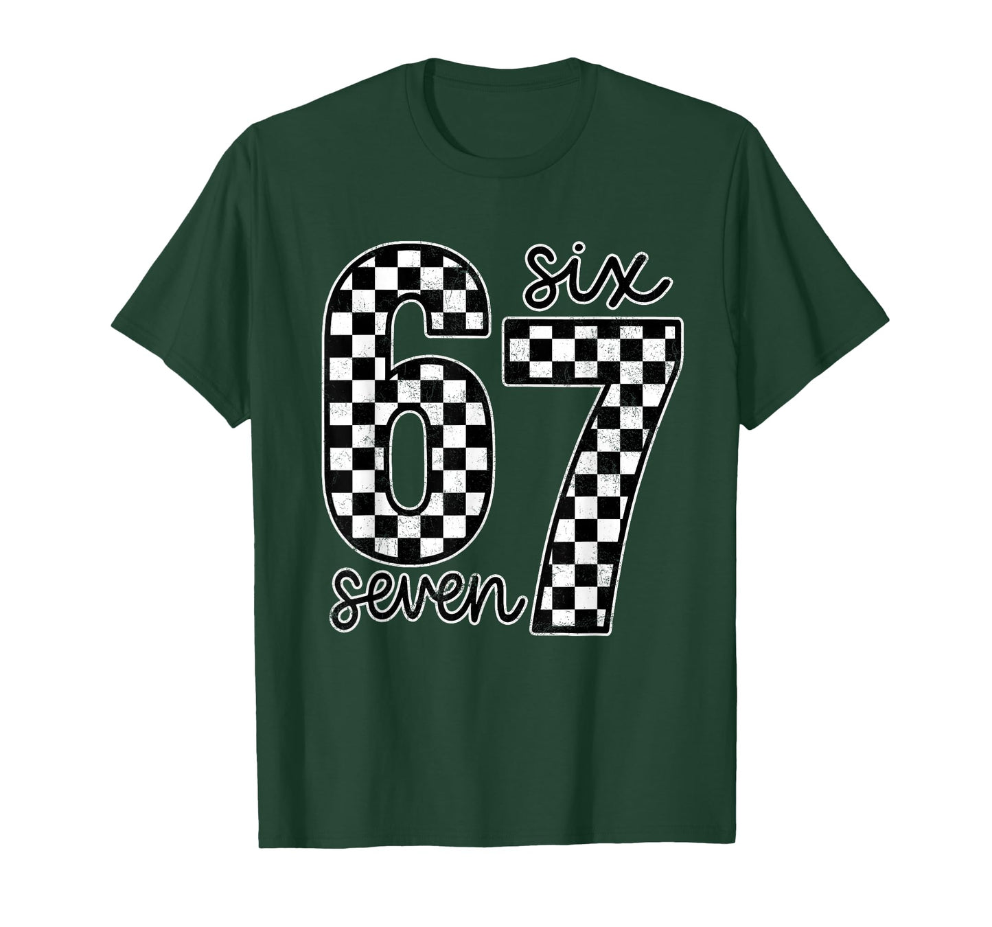 Funny Six Seven 67 Checkered Meme Cool Design for Boys Kids T-Shirt