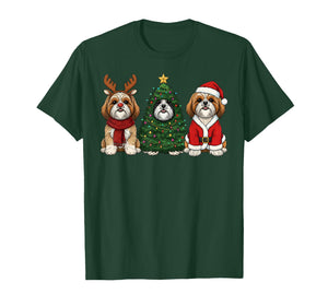 Retro Christmas Shih Tzu Santa Reindeer Dog Lover T-Shirt