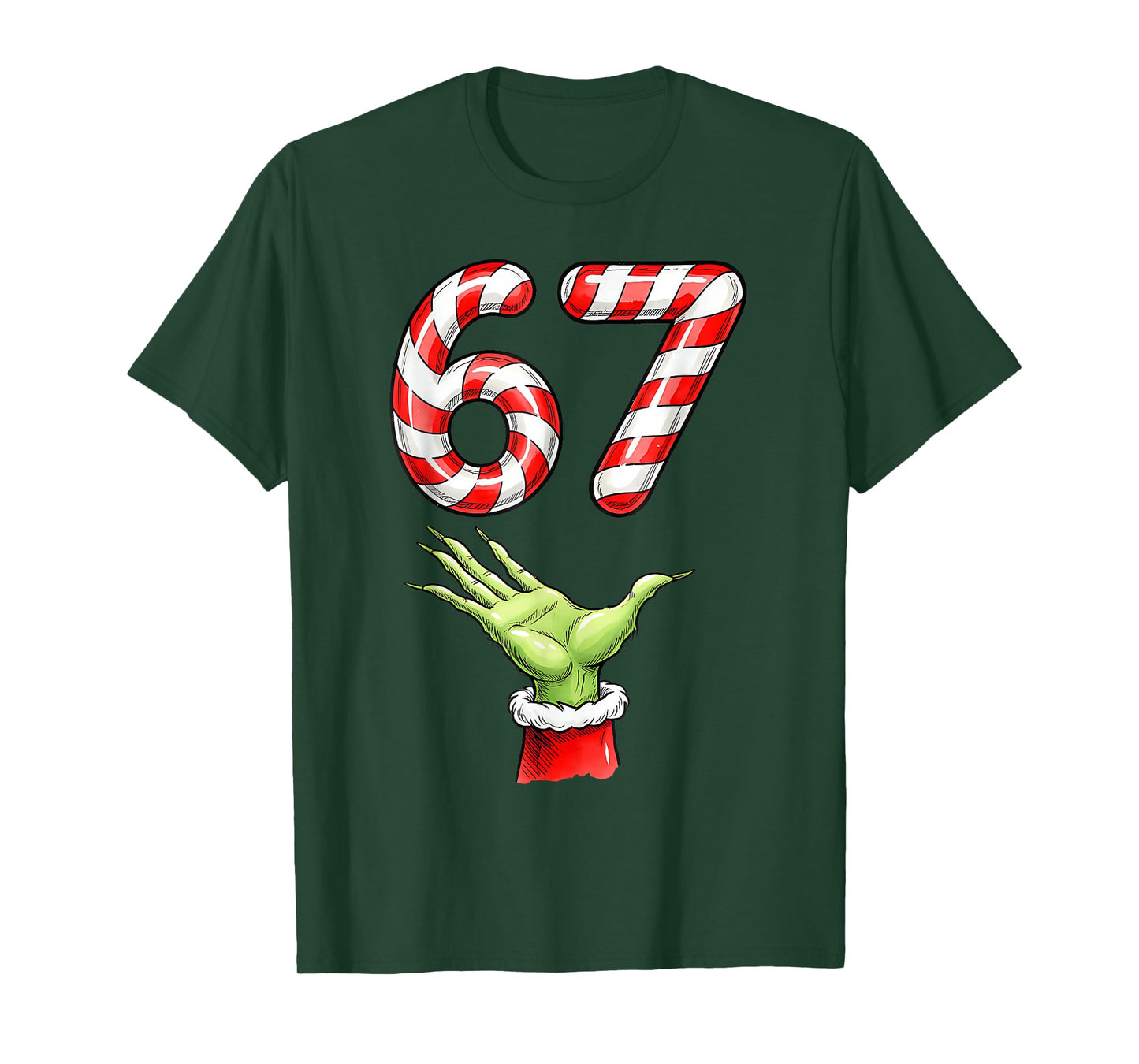 Santa Six Seven 67 Meme Christmas 67 Candy Cane Kids Boys T-Shirt