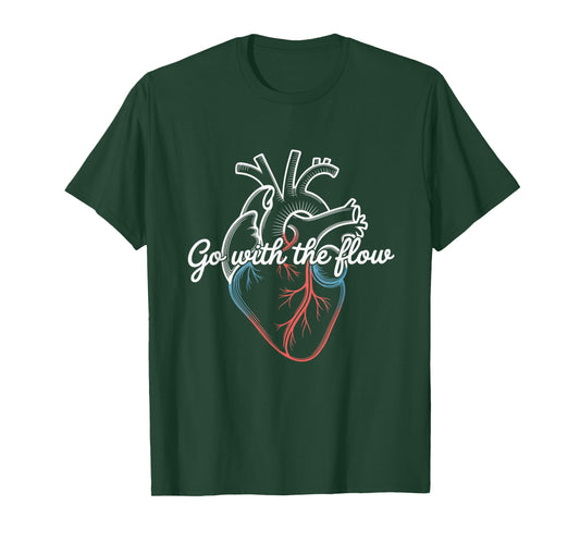 Go with Flow Heart Design for Medical Professionals Nurse T-Shirt
