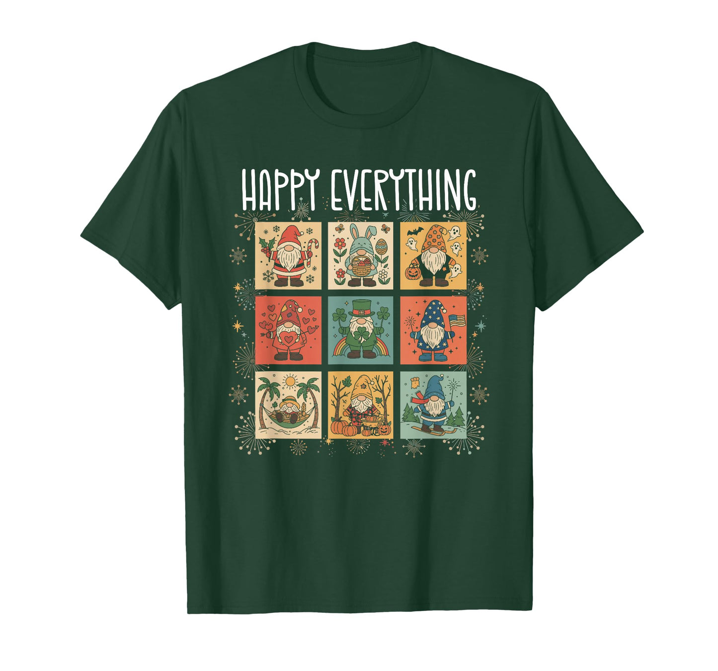 Whimsical Gnome Holiday Collage Happy Everything Christmas T-Shirt