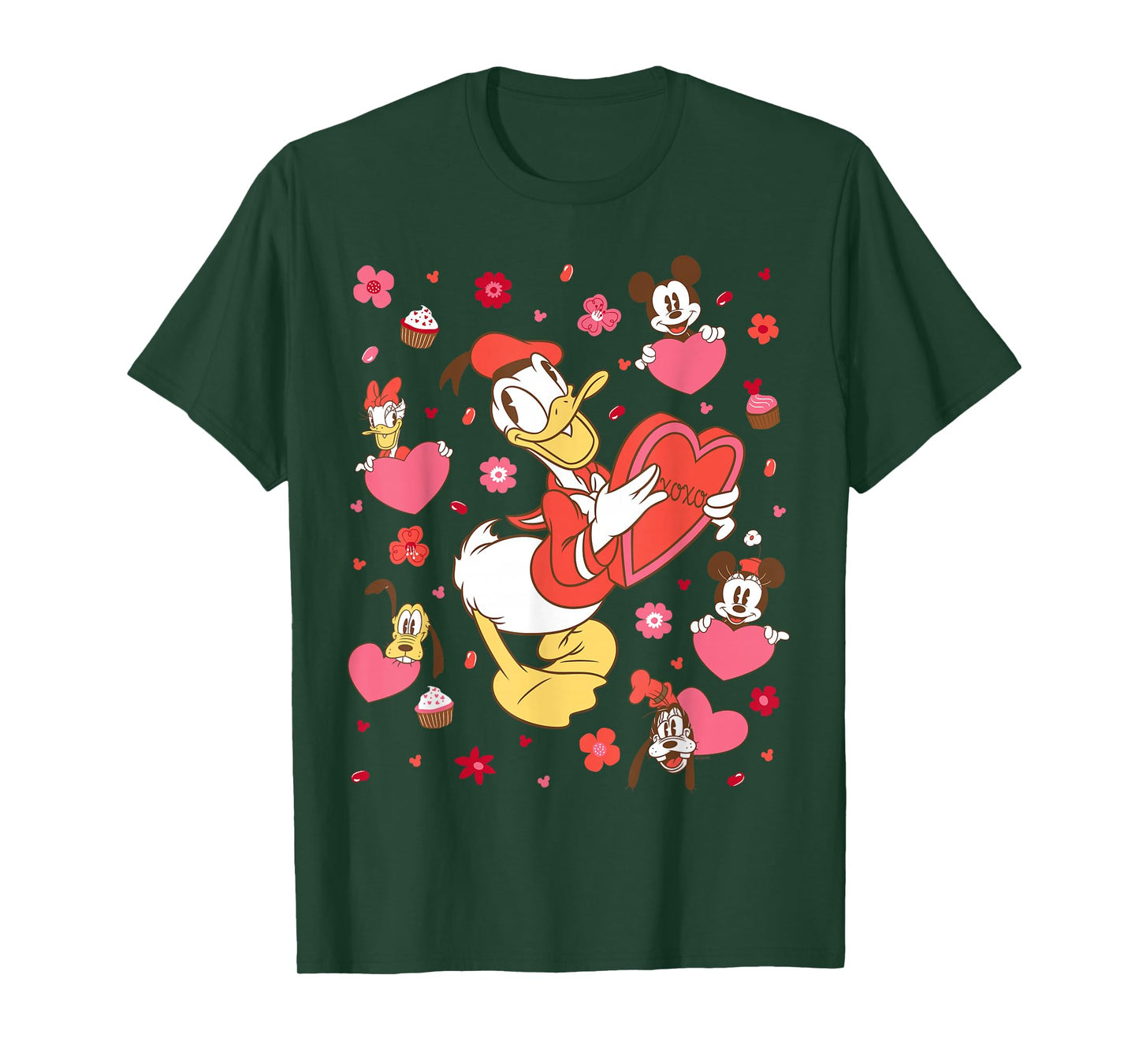 Disney Donald Duck & Friends Valentine's Day Retro Hearts T-Shirt